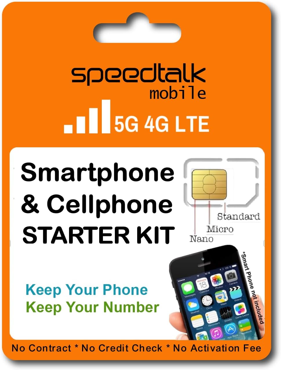 SpeedTalk Mobile Pre-Paid SIM Card Starter Kit – No Contract Wireless Plans from $5/mo Talk Text Data Unlimited Plans from $9/mo – Cellphone 5G 4G LTE iOS Android Smart Phones