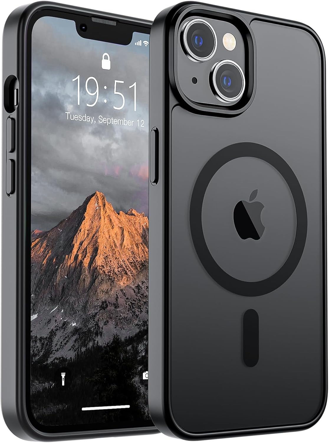 SUPFINE Magnetic for iPhone 14 Case & iPhone 13 Case (Compatible with MagSafe)(Military Grade Drop Protection) Slim Translucent Matte Shockproof Phone Cover,Black