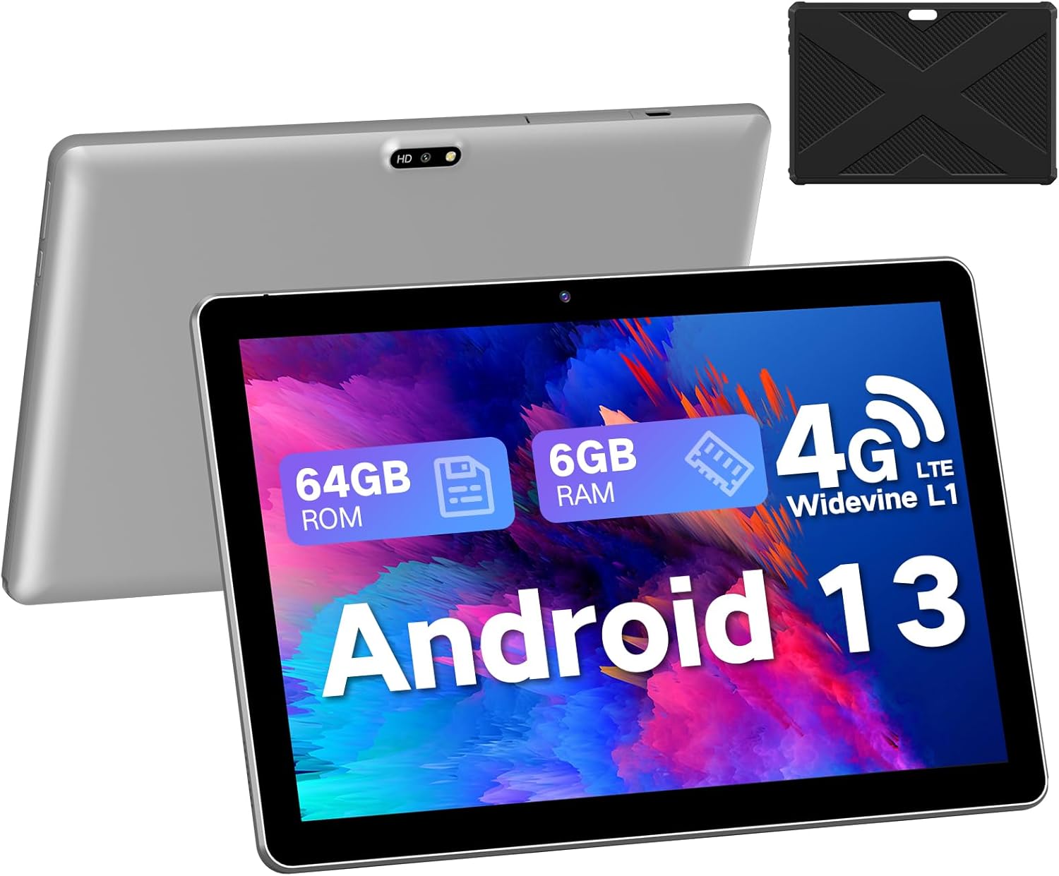 2025 Tablet 10.1 inch Android 13 Tablets, 4G Cellular Tablets with SIM Card Slot, LTE Tablet & Phone (Makes Calls) with Case, 6GB+64GB, Support 1TB Expand, 5MP+8MP, GPS 5G WiFi